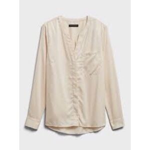 Banana Republic banded collar top, ivory, …